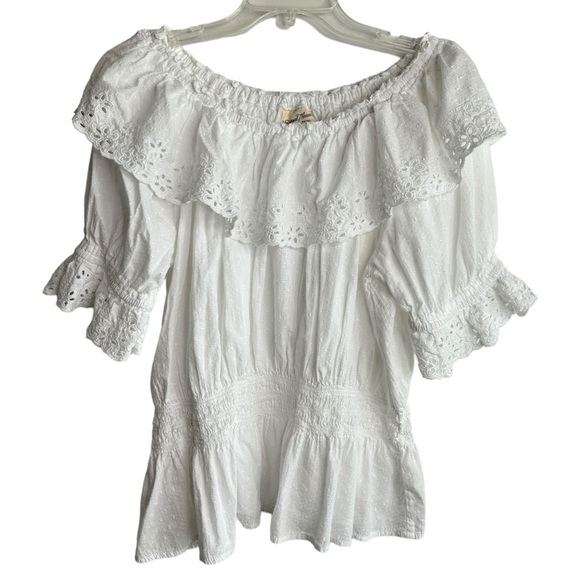 Universal Thread XXL White Eyelet Peplum Top Elastic Neckline Waist Cottagecore - Picture 1 of 12